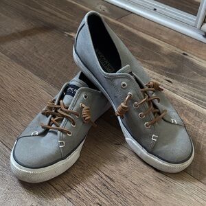 Sperry Gray Sneakers with Tan Laces 9.5